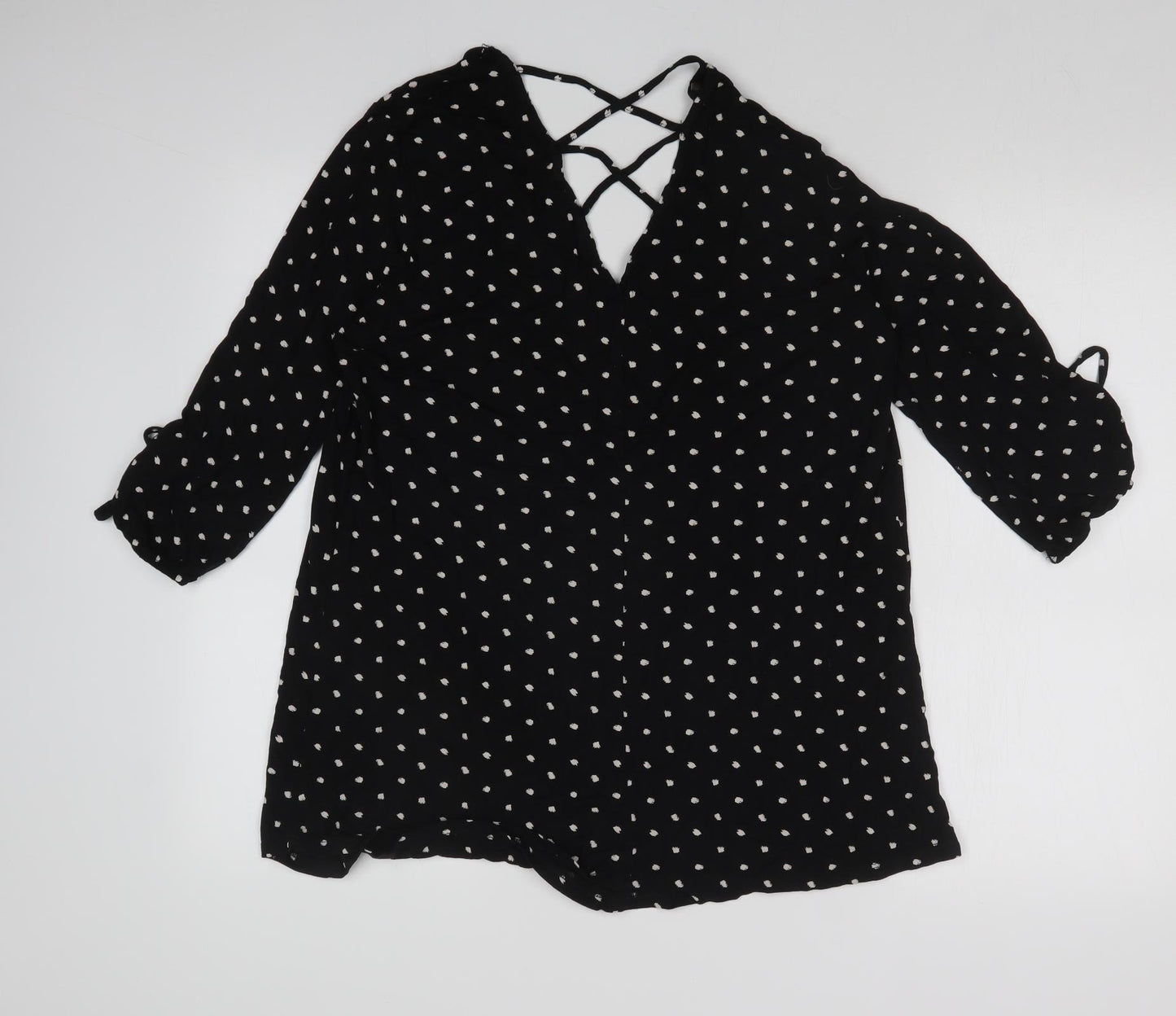 George Womens Black Polka Dot  Basic T-Shirt Size 14