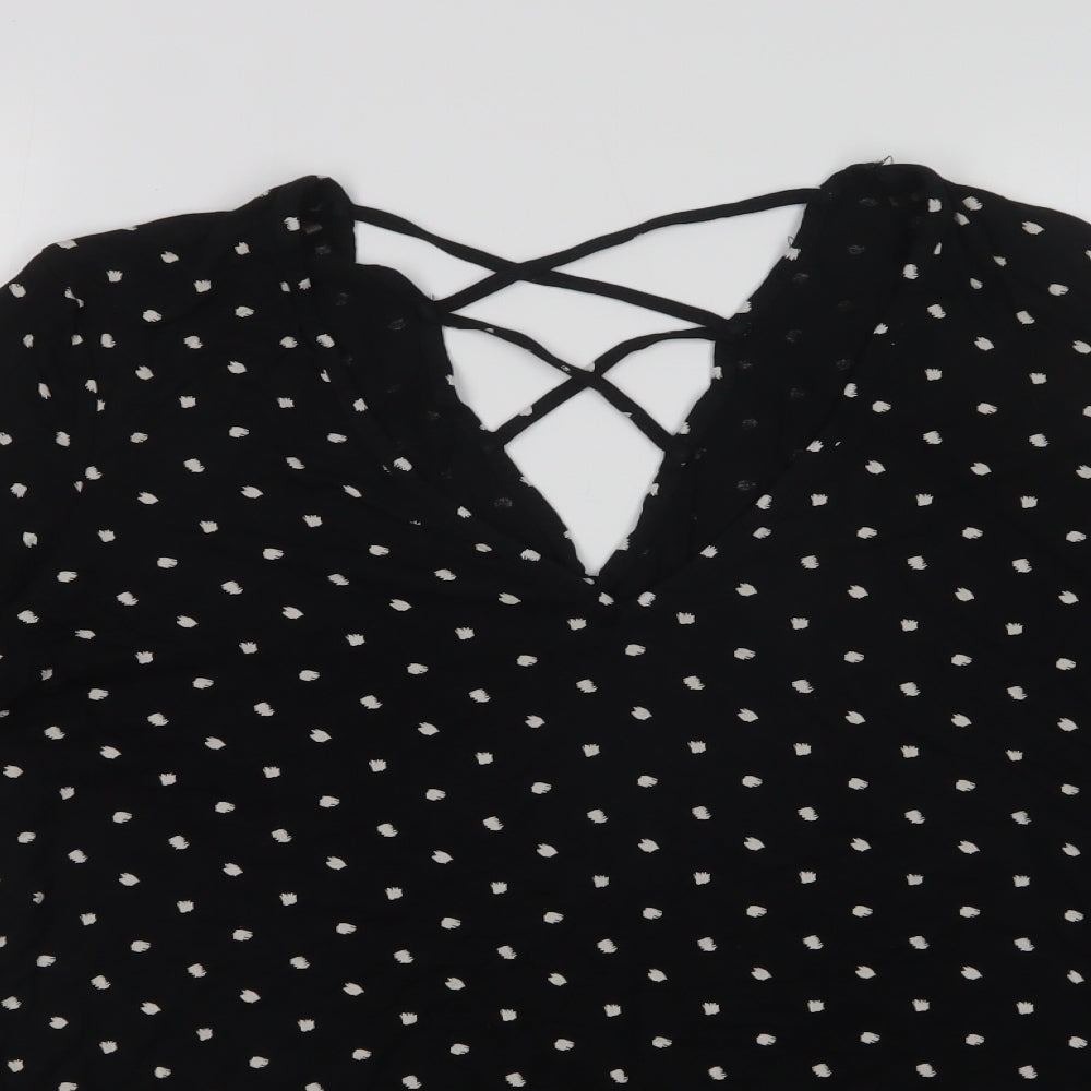 George Womens Black Polka Dot  Basic T-Shirt Size 14