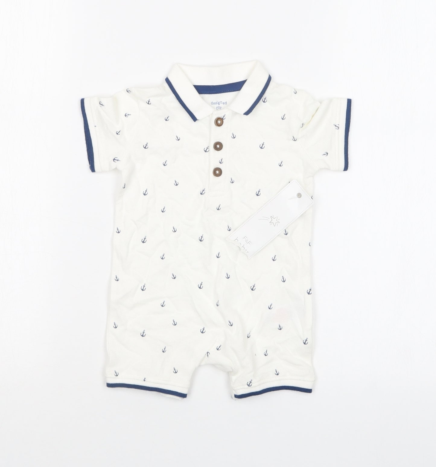 F&F Boys White   Romper One-Piece Size 3-6 Months