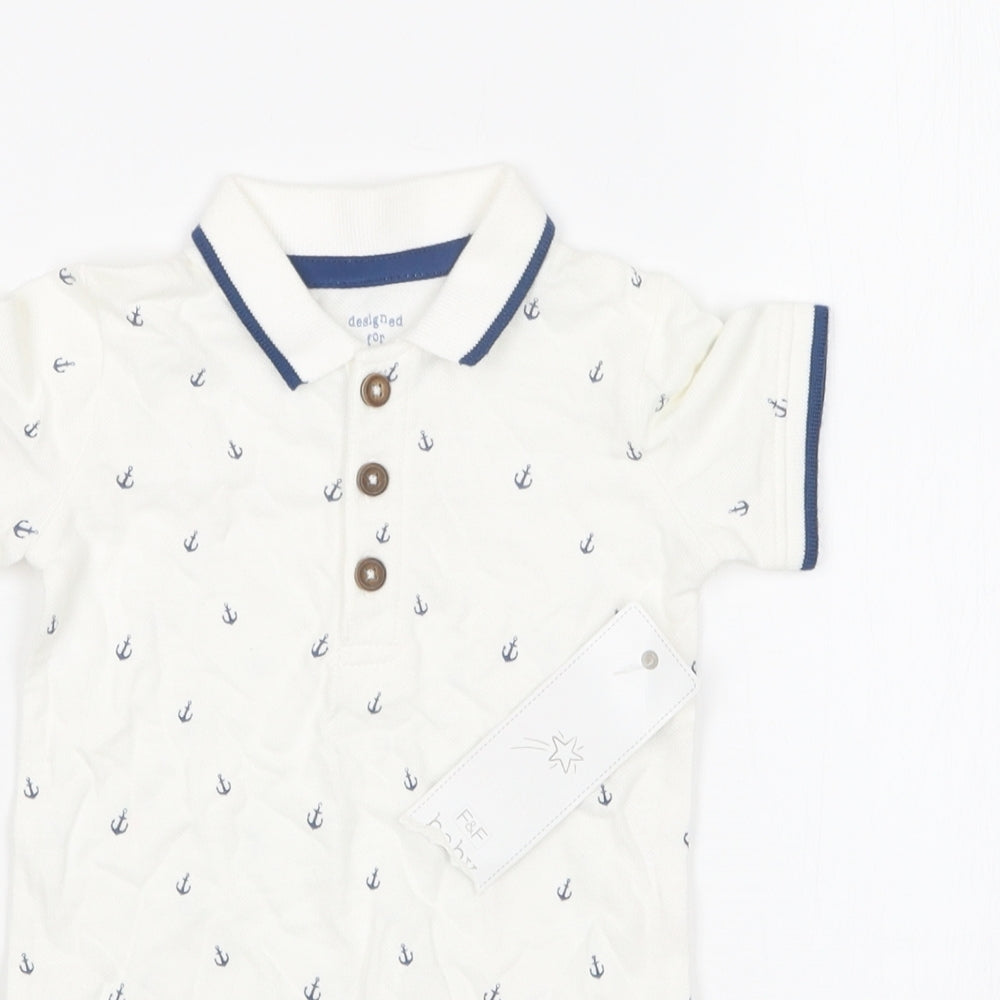F&F Boys White   Romper One-Piece Size 3-6 Months
