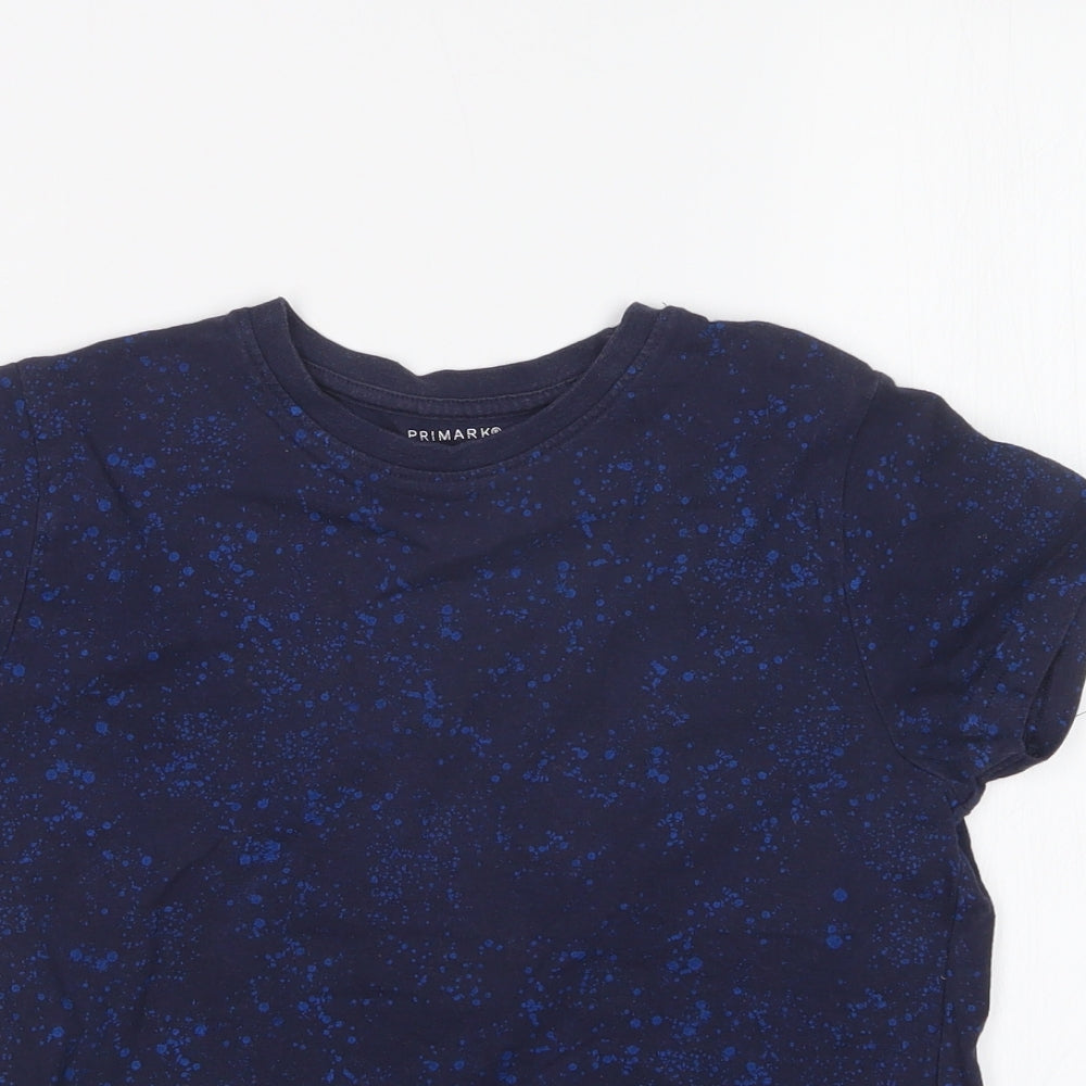 Primark Boys Blue Spotted  Basic T-Shirt Size 7-8 Years