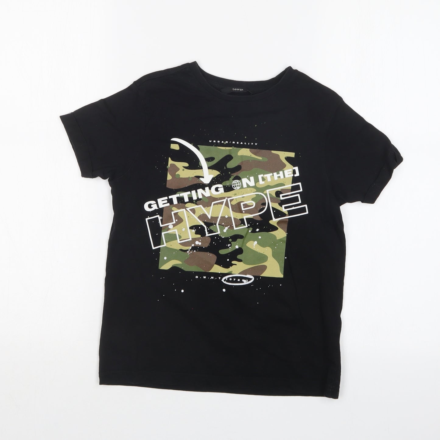 George Boys Black   Basic T-Shirt Size 7-8 Years