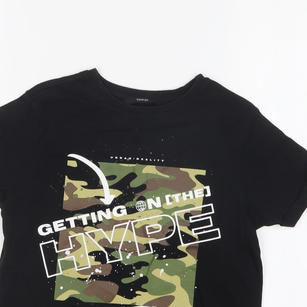 George Boys Black   Basic T-Shirt Size 7-8 Years