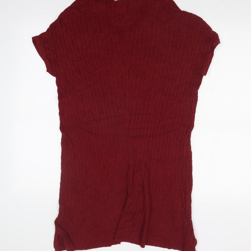Select Womens Red Striped  Basic T-Shirt Size 14