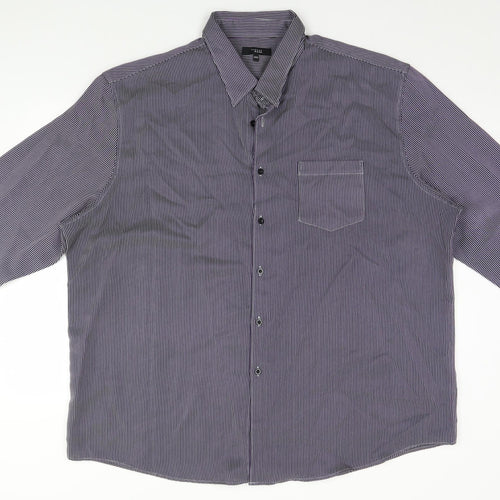 Thomas Nash Mens Grey Striped   Button-Up Size 3XL