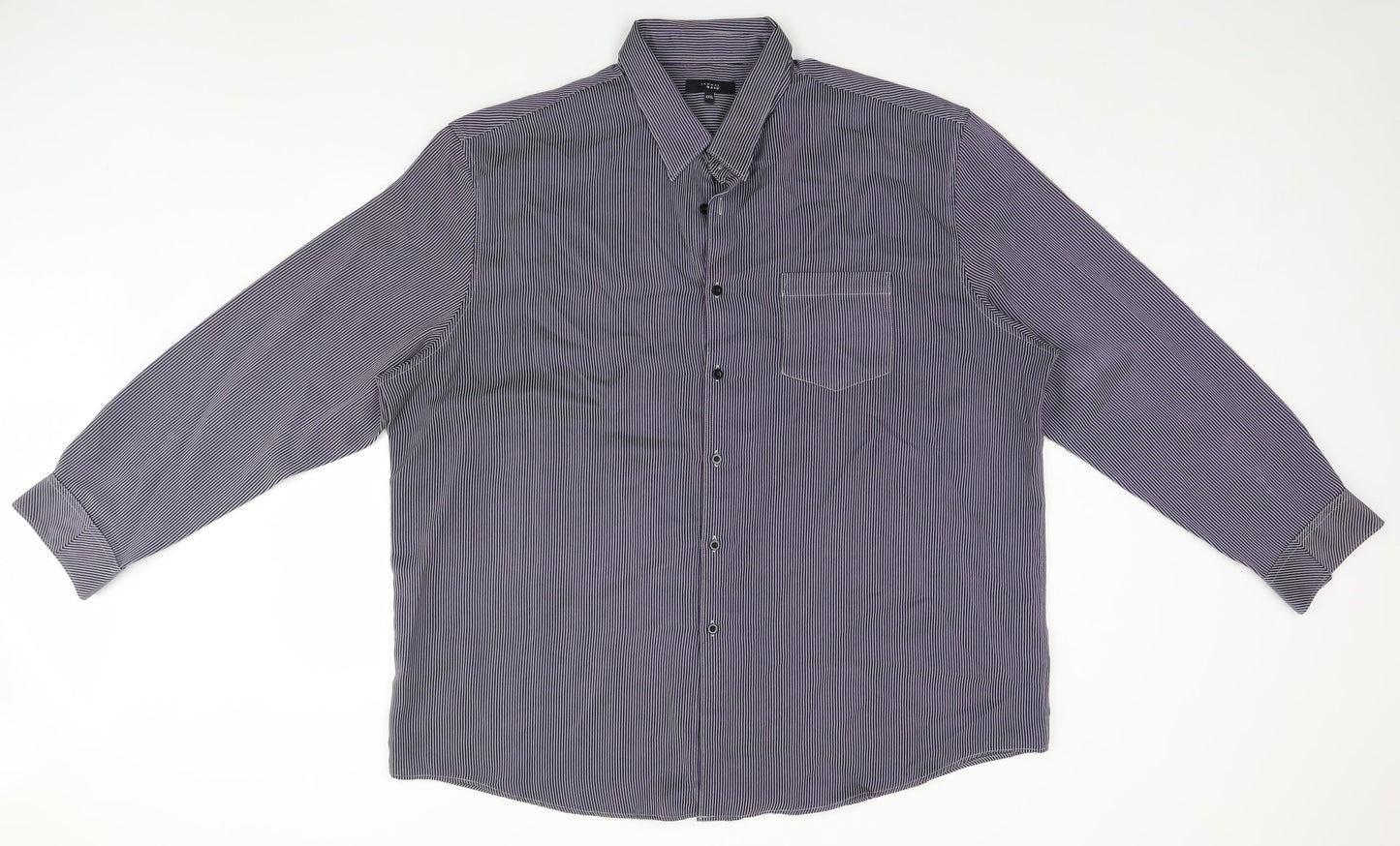 Thomas Nash Mens Grey Striped   Button-Up Size 3XL