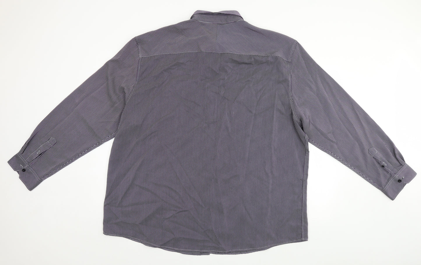 Thomas Nash Mens Grey Striped   Button-Up Size 3XL
