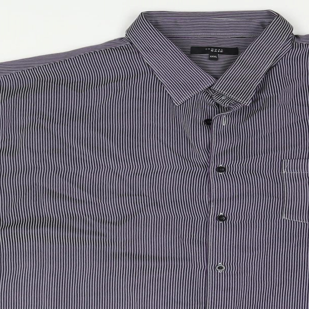 Thomas Nash Mens Grey Striped   Button-Up Size 3XL