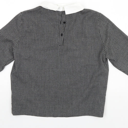 Zara Womens Black Houndstooth  Basic Polo Size M