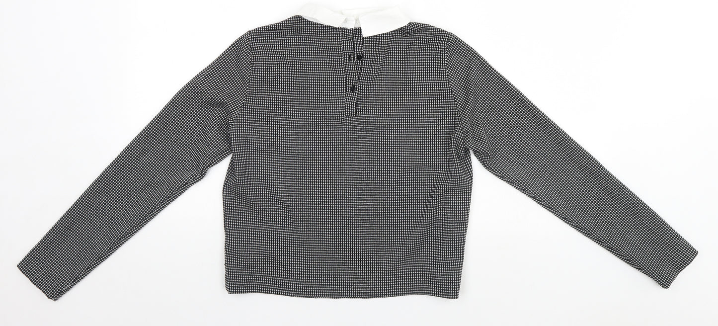 Zara Womens Black Houndstooth  Basic Polo Size M