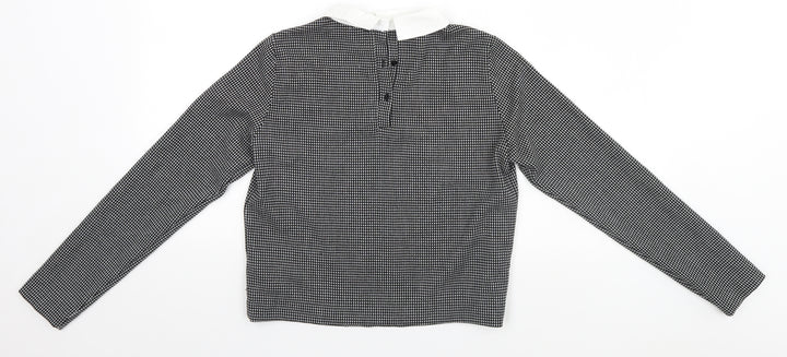 Zara Womens Black Houndstooth  Basic Polo Size M