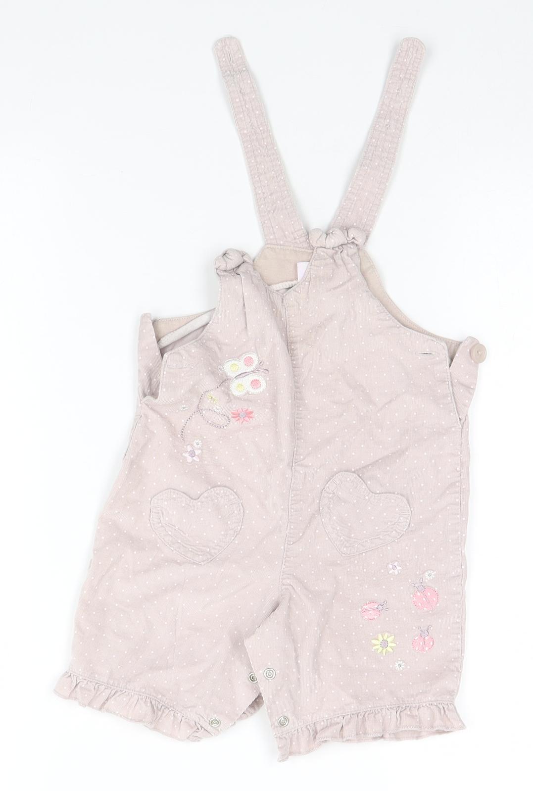 Cherokee Girls Grey Polka Dot  Babygrow One-Piece Size 3-6 Months  - Heart