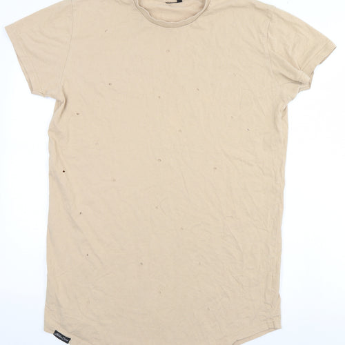 Preworn Womens Green   Basic T-Shirt Size L  - Stylish Holes