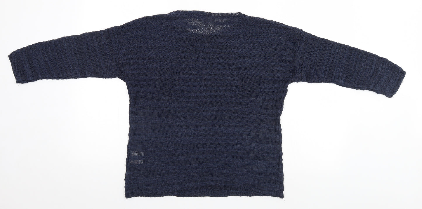 Avenue Womens Blue Striped  Pullover Jumper Size M