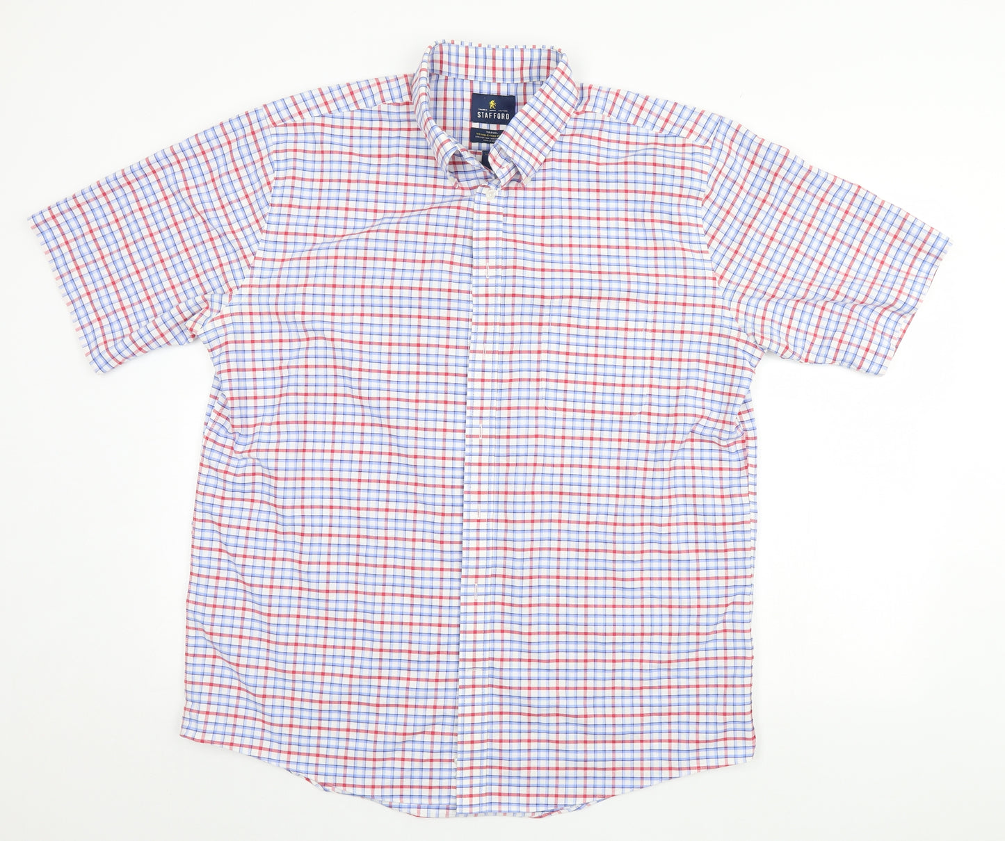 Stafford Mens Multicoloured Plaid   Button-Up Size 16