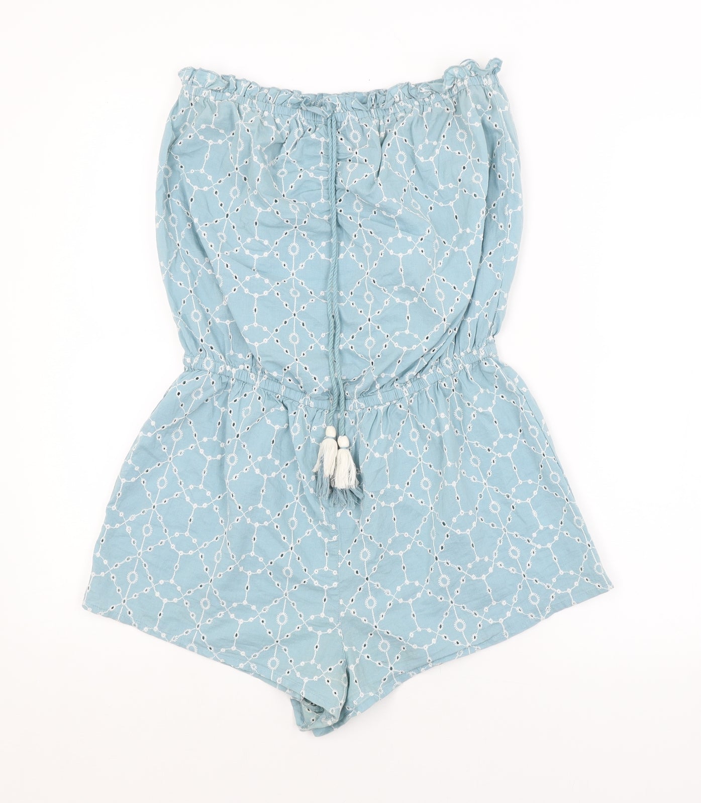 New Look Womens Blue Argyle/Diamond  Playsuit One-Piece Size M