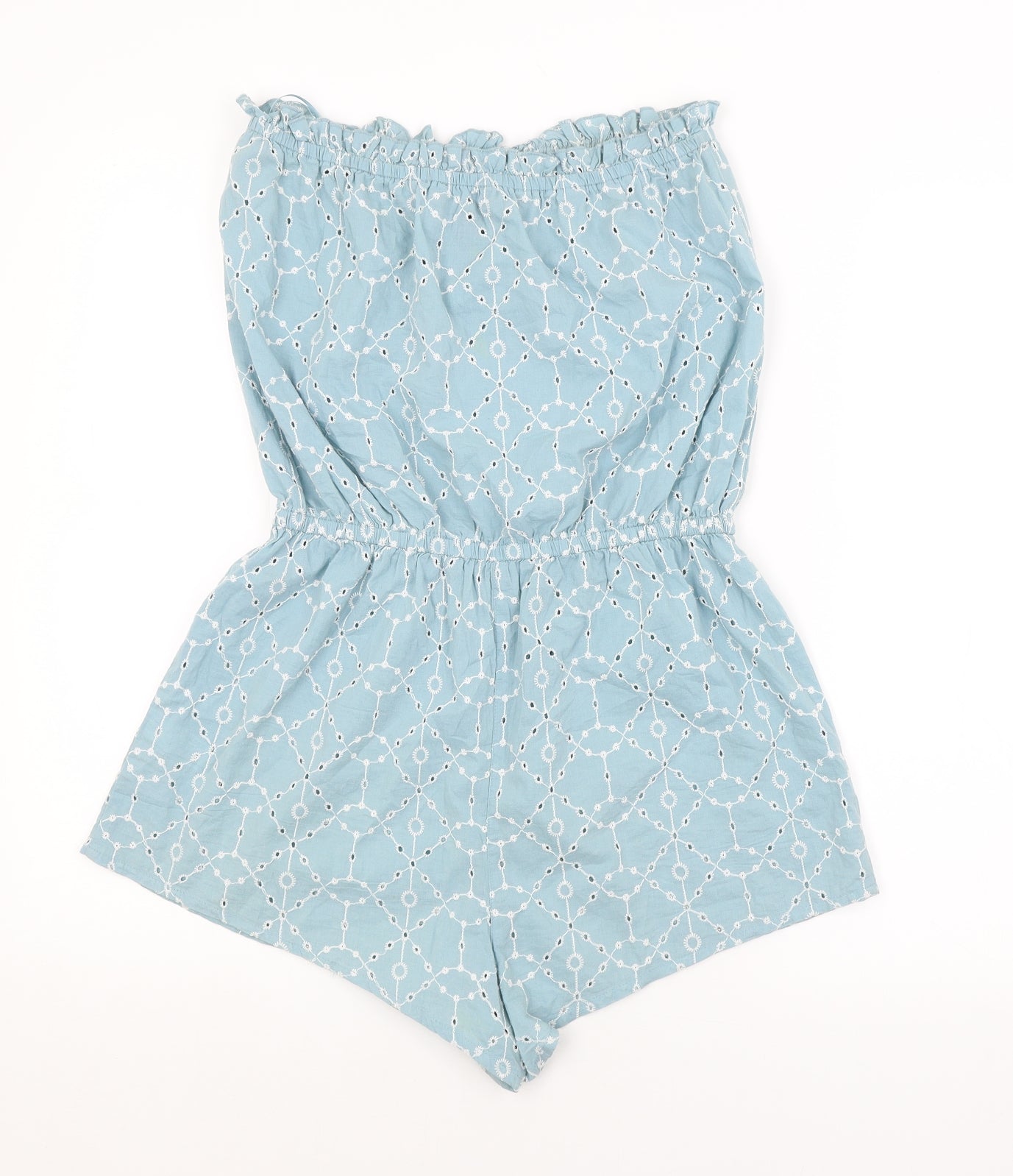 New Look Womens Blue Argyle/Diamond  Playsuit One-Piece Size M