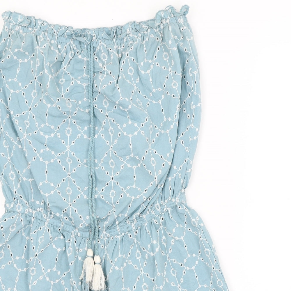 New Look Womens Blue Argyle/Diamond  Playsuit One-Piece Size M