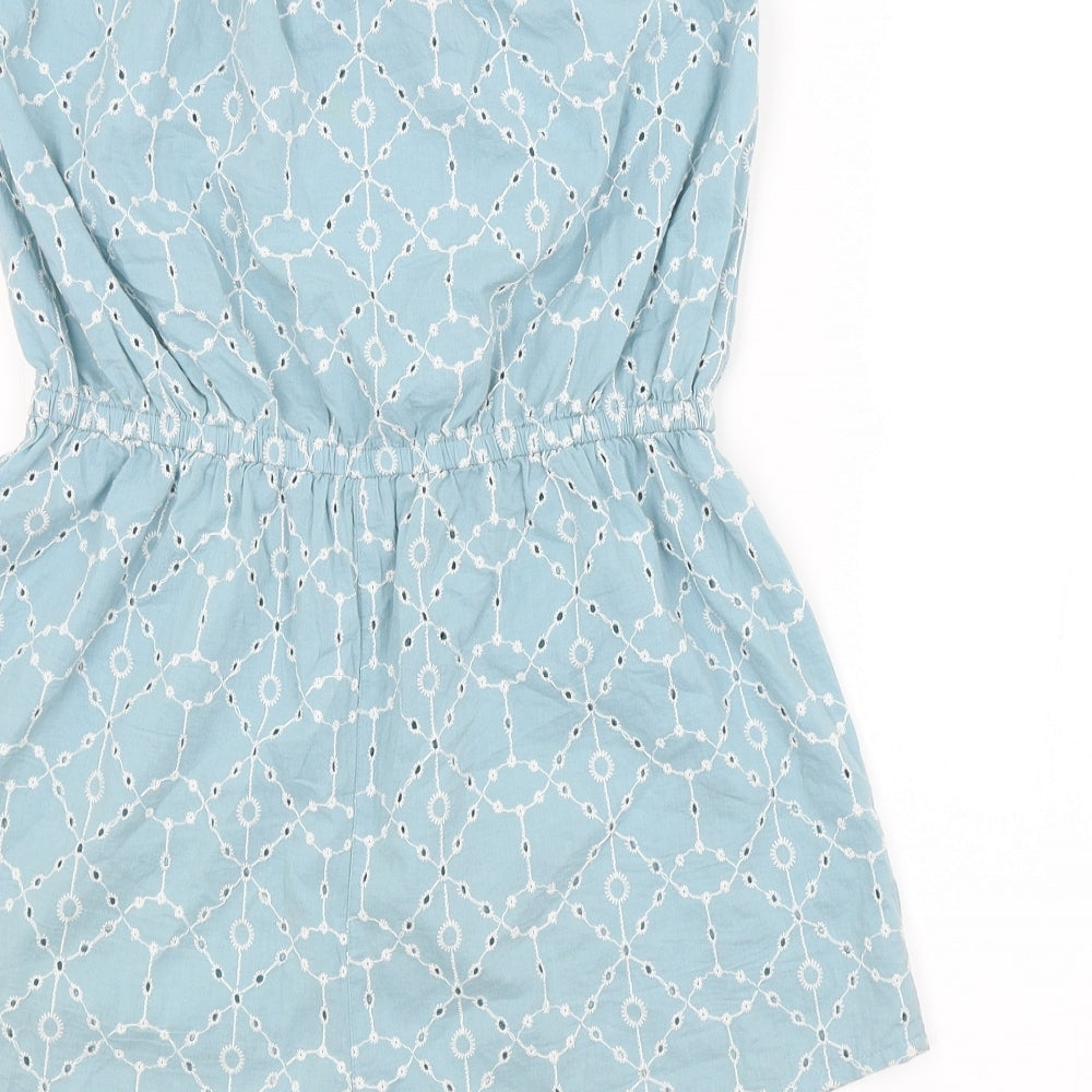 New Look Womens Blue Argyle/Diamond  Playsuit One-Piece Size M