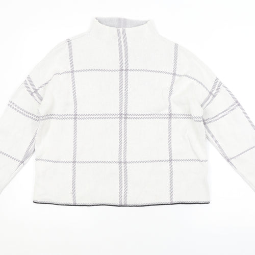 New Look Womens White Check  Pullover Jumper Size S