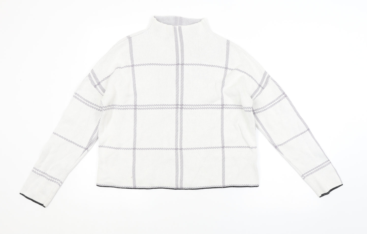 New Look Womens White Check  Pullover Jumper Size S