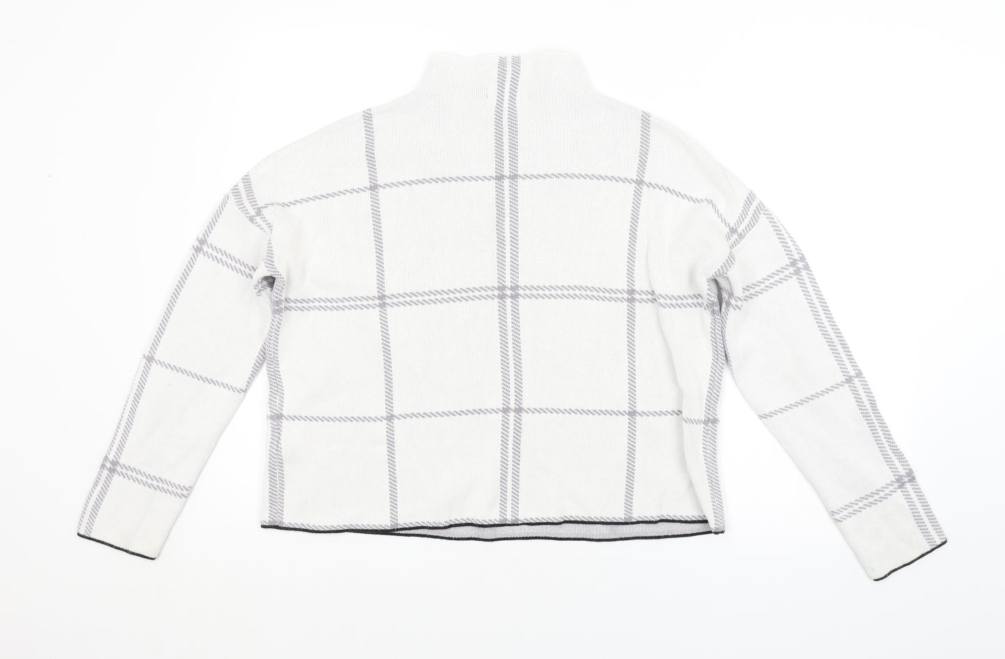 New Look Womens White Check  Pullover Jumper Size S