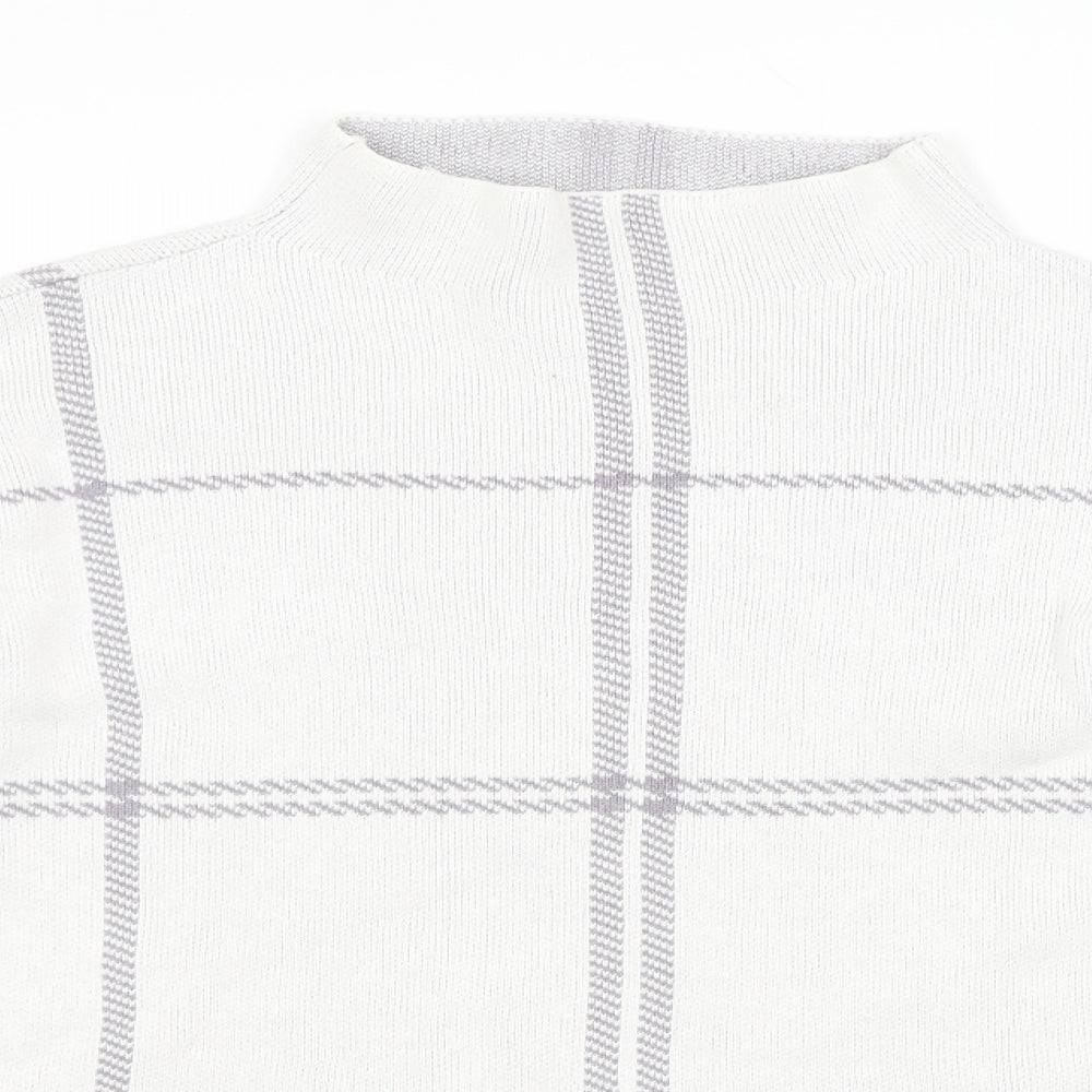 New Look Womens White Check  Pullover Jumper Size S