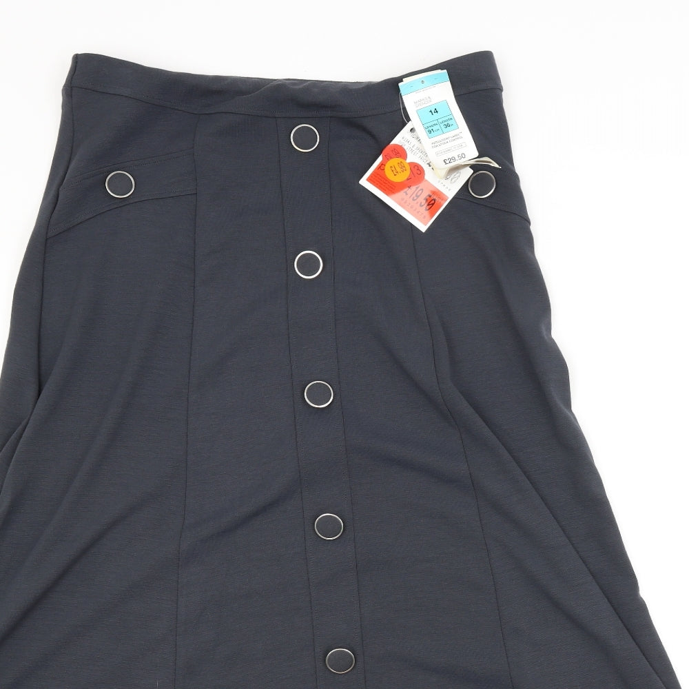 M&S Womens Blue   A-Line Skirt Size 14