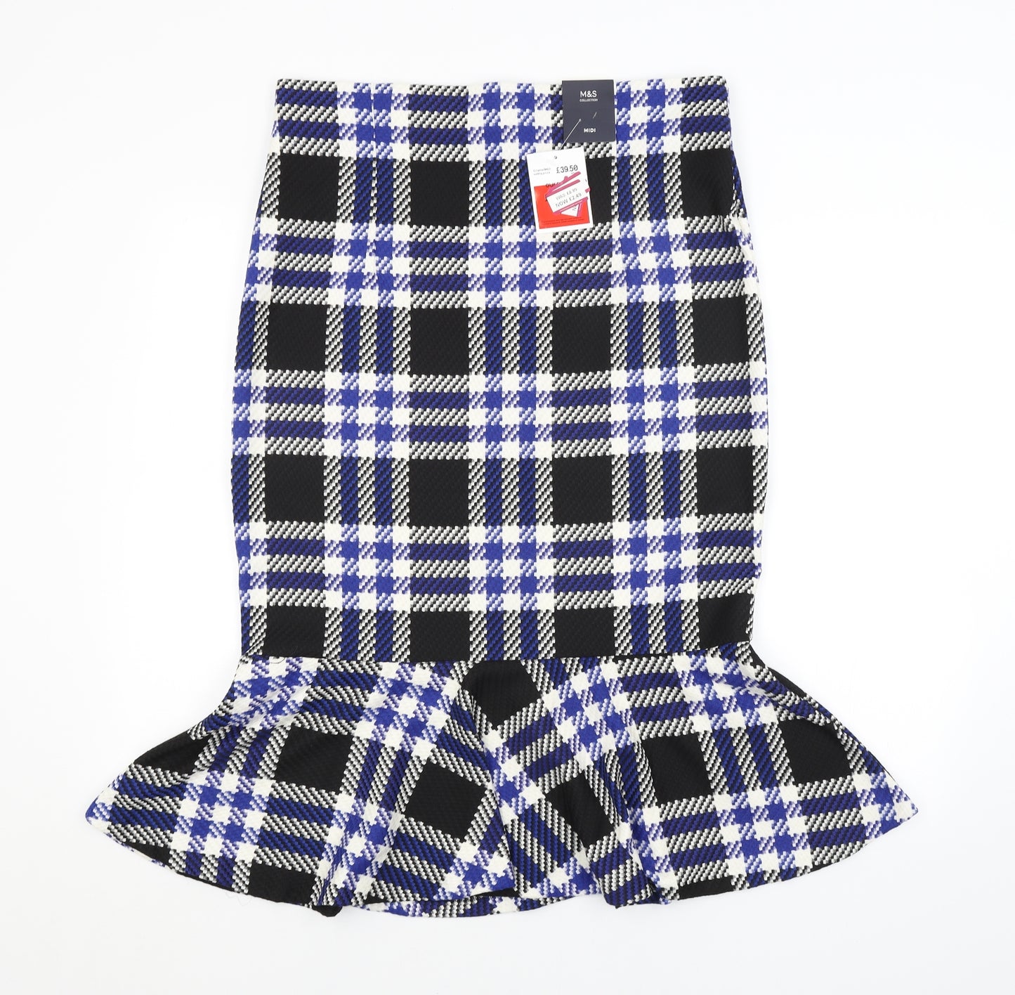 M&S Womens Multicoloured Check  Tulip Skirt Size 16