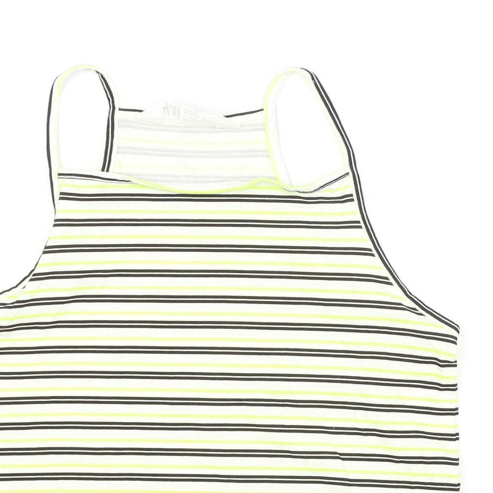 H&M Girls Green Striped  Basic T-Shirt Size 11-12 Years