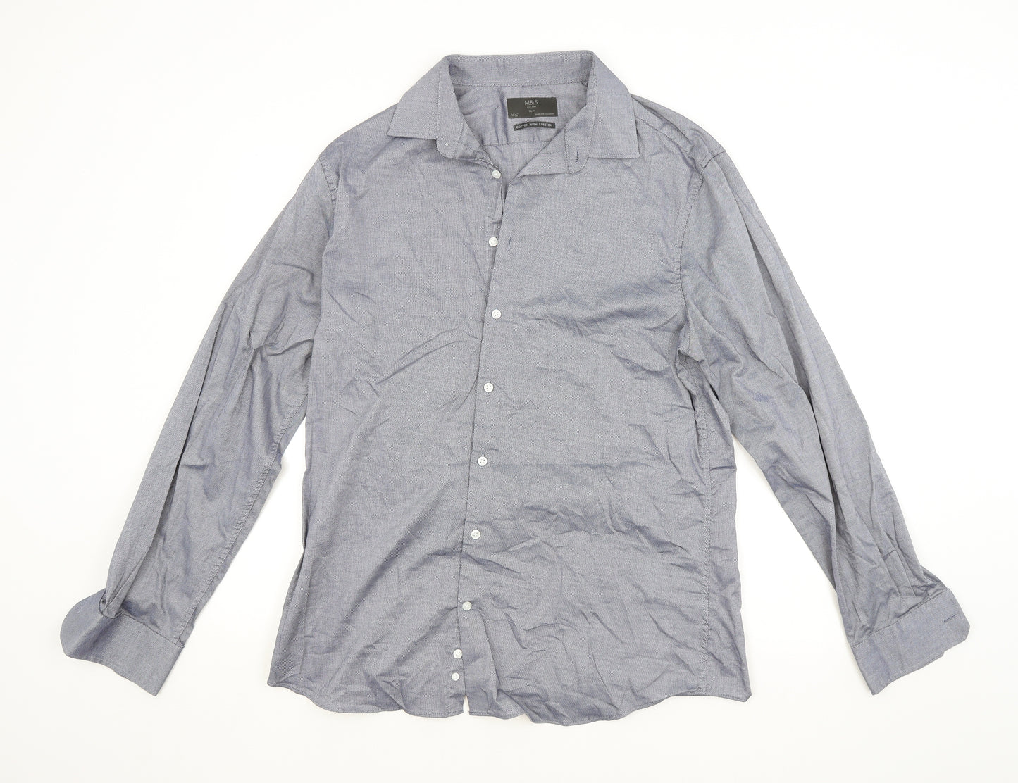 M&S Mens Blue    Dress Shirt Size 16.5