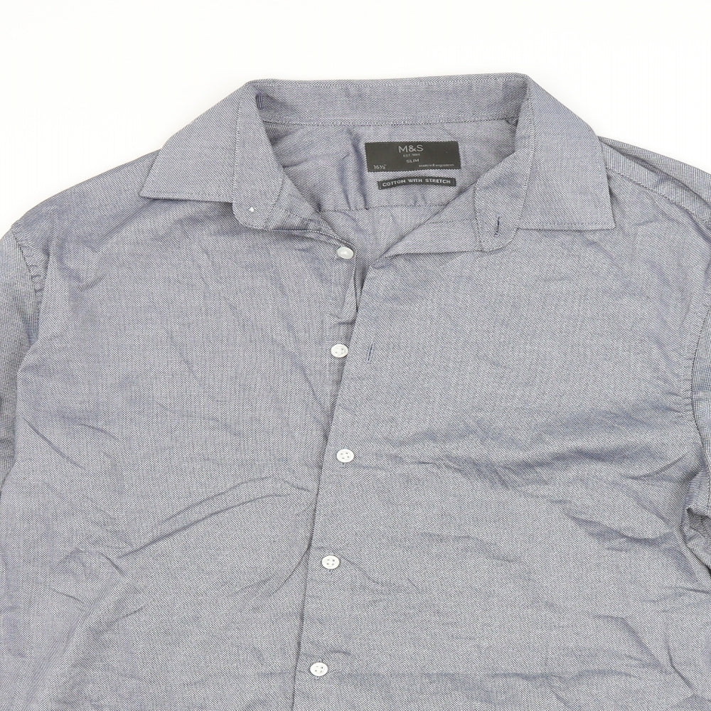 M&S Mens Blue    Dress Shirt Size 16.5