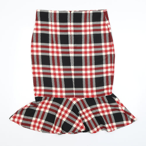 M&S Womens Multicoloured Check  Tulip Skirt Size 18