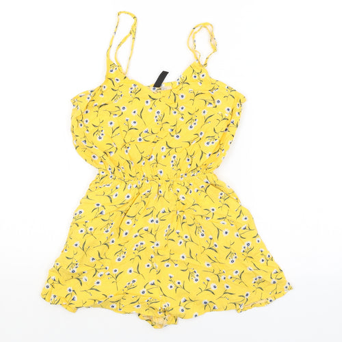 H&M Womens Yellow Flecked  Playsuit One-Piece Size 4