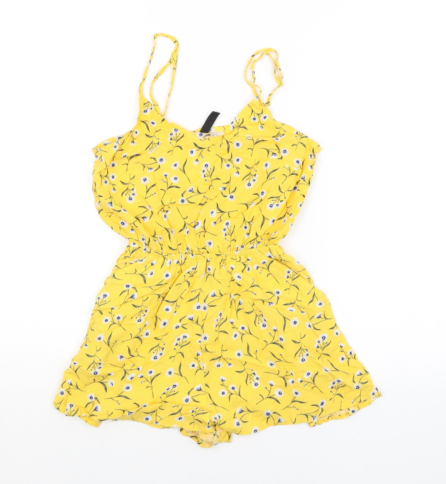 H&M Womens Yellow Flecked  Playsuit One-Piece Size 4