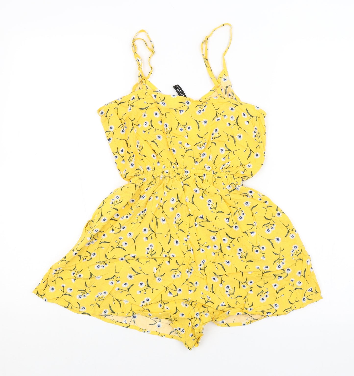 H&M Womens Yellow Flecked  Playsuit One-Piece Size 4
