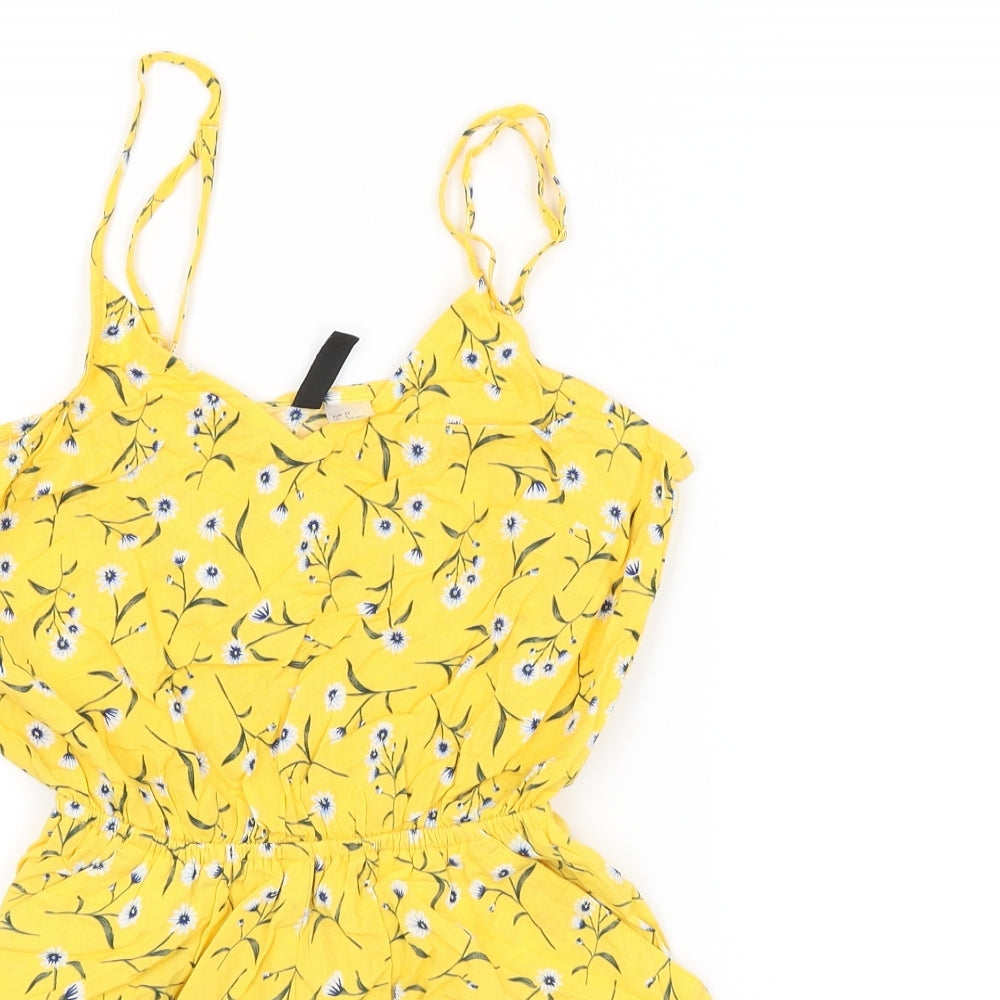 H&M Womens Yellow Flecked  Playsuit One-Piece Size 4