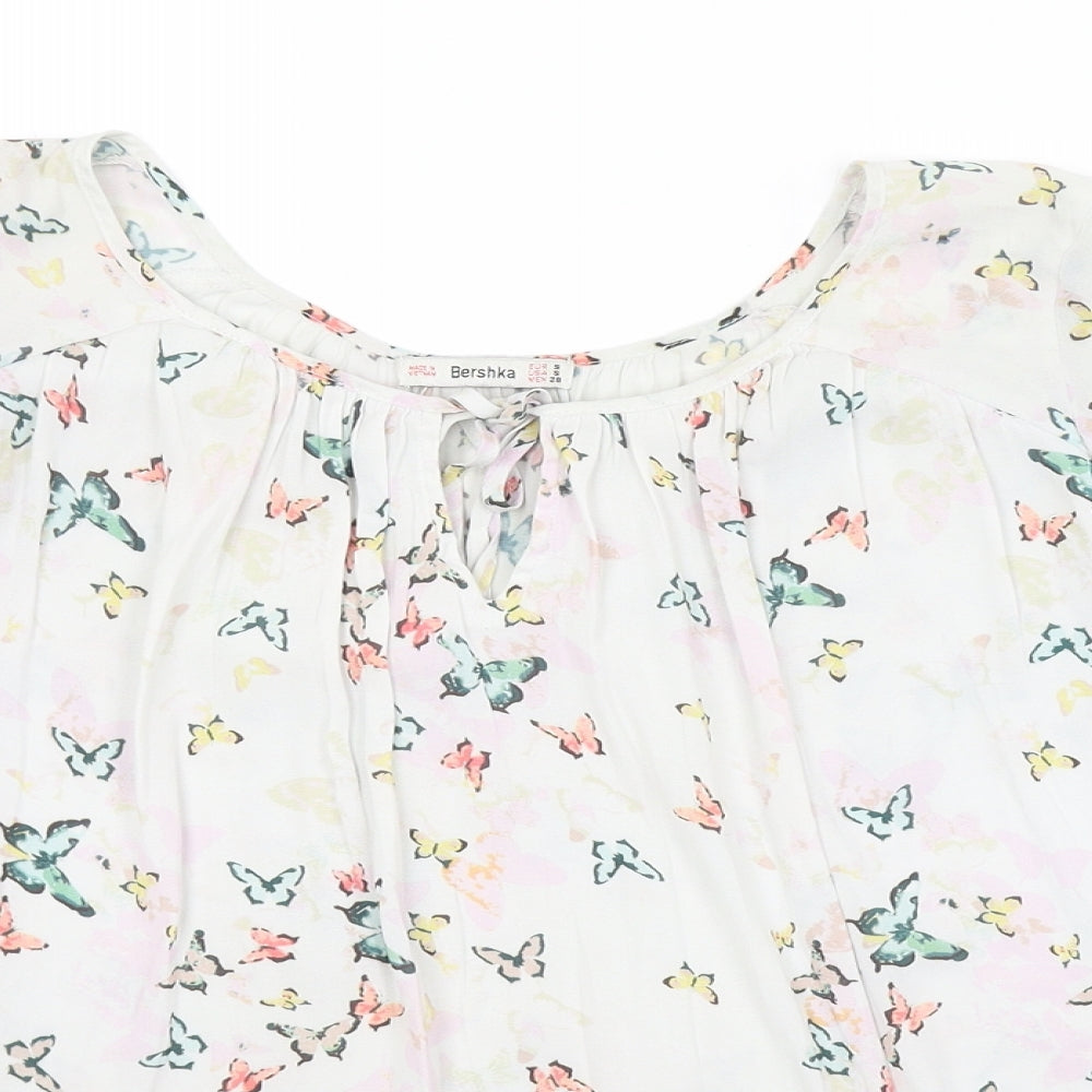 Bershka Womens Multicoloured Animal Print  Basic Blouse Size S
