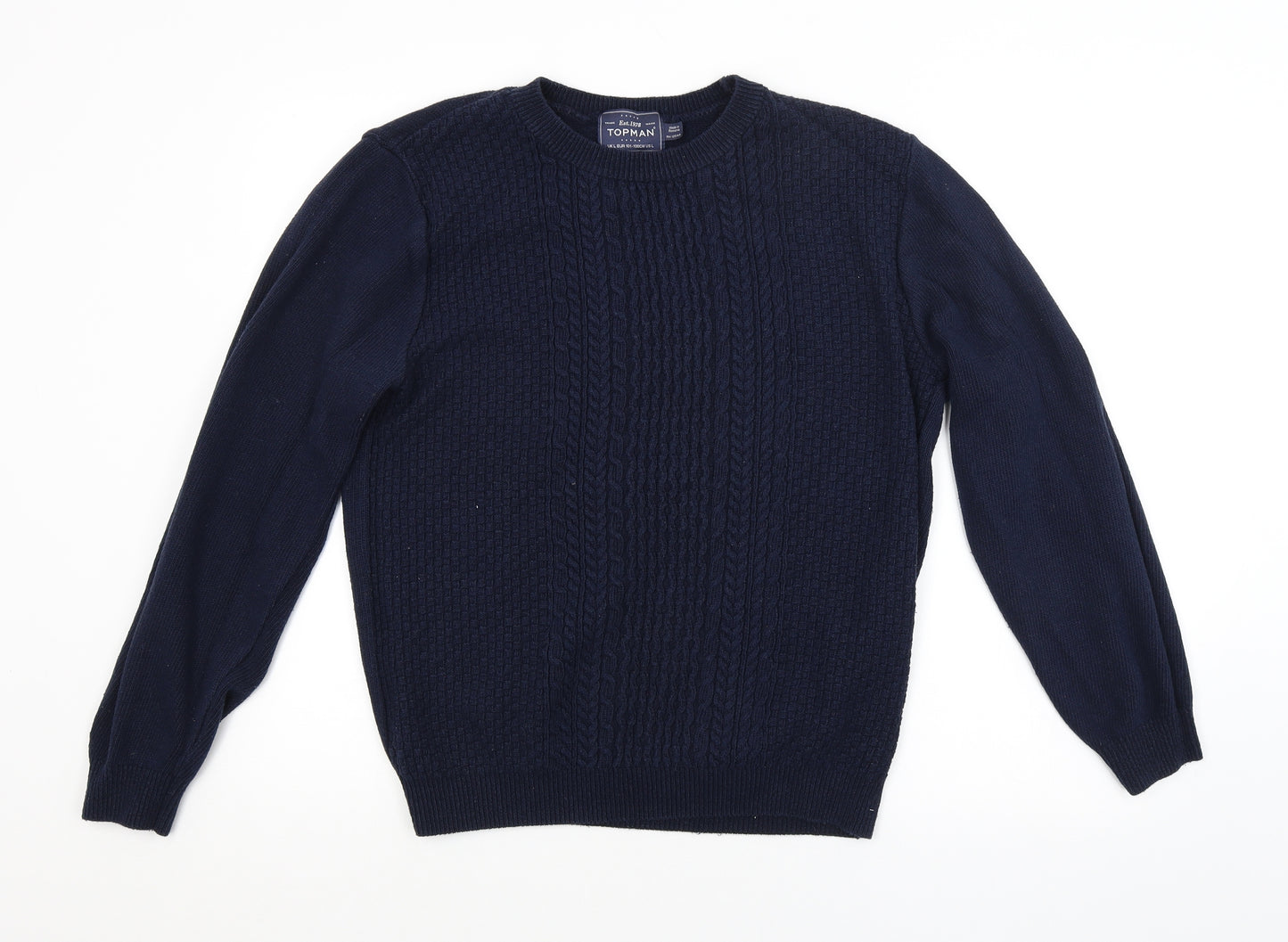 Topman Mens Blue Argyle/Diamond  Pullover Jumper Size L