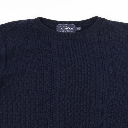 Topman Mens Blue Argyle/Diamond  Pullover Jumper Size L
