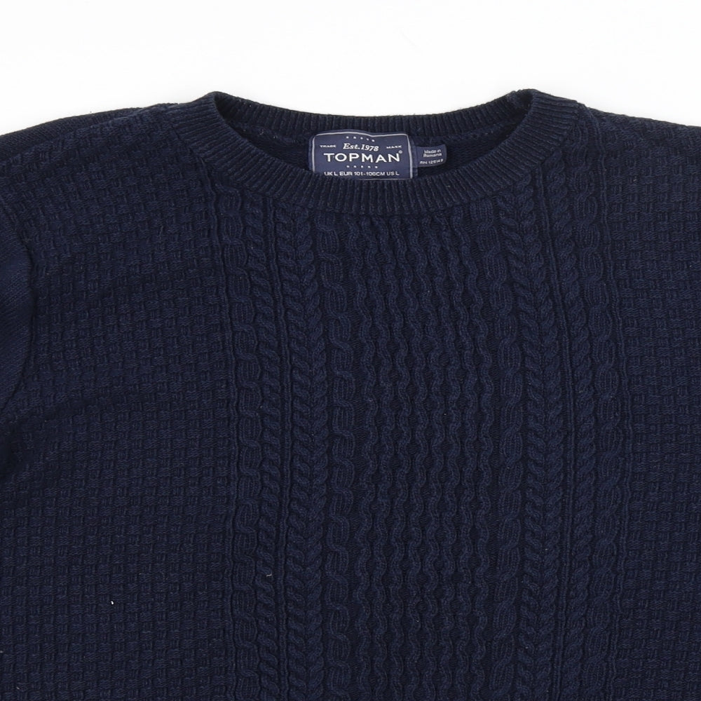 Topman Mens Blue Argyle/Diamond  Pullover Jumper Size L