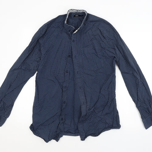 F&F Mens Blue Polka Dot   Button-Up Size M