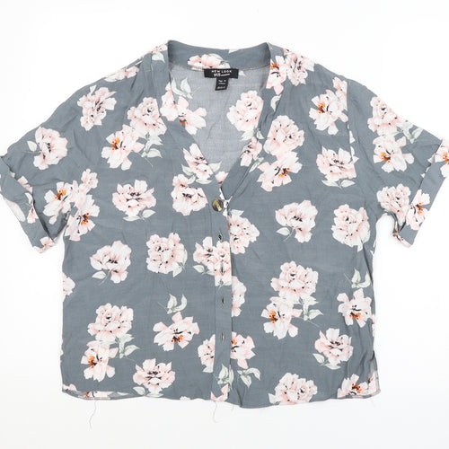 New Look Girls Grey Floral  Basic Button-Up Size 15 Years