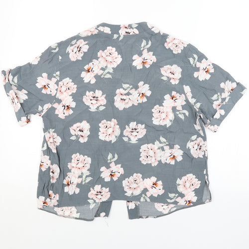 New Look Girls Grey Floral  Basic Button-Up Size 15 Years