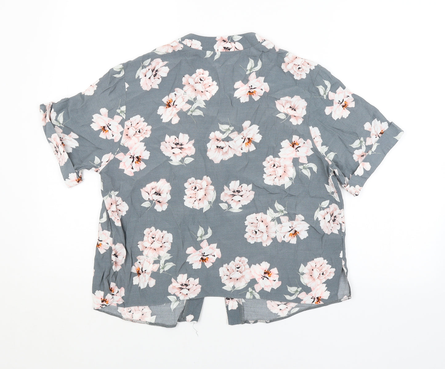 New Look Girls Grey Floral  Basic Button-Up Size 15 Years