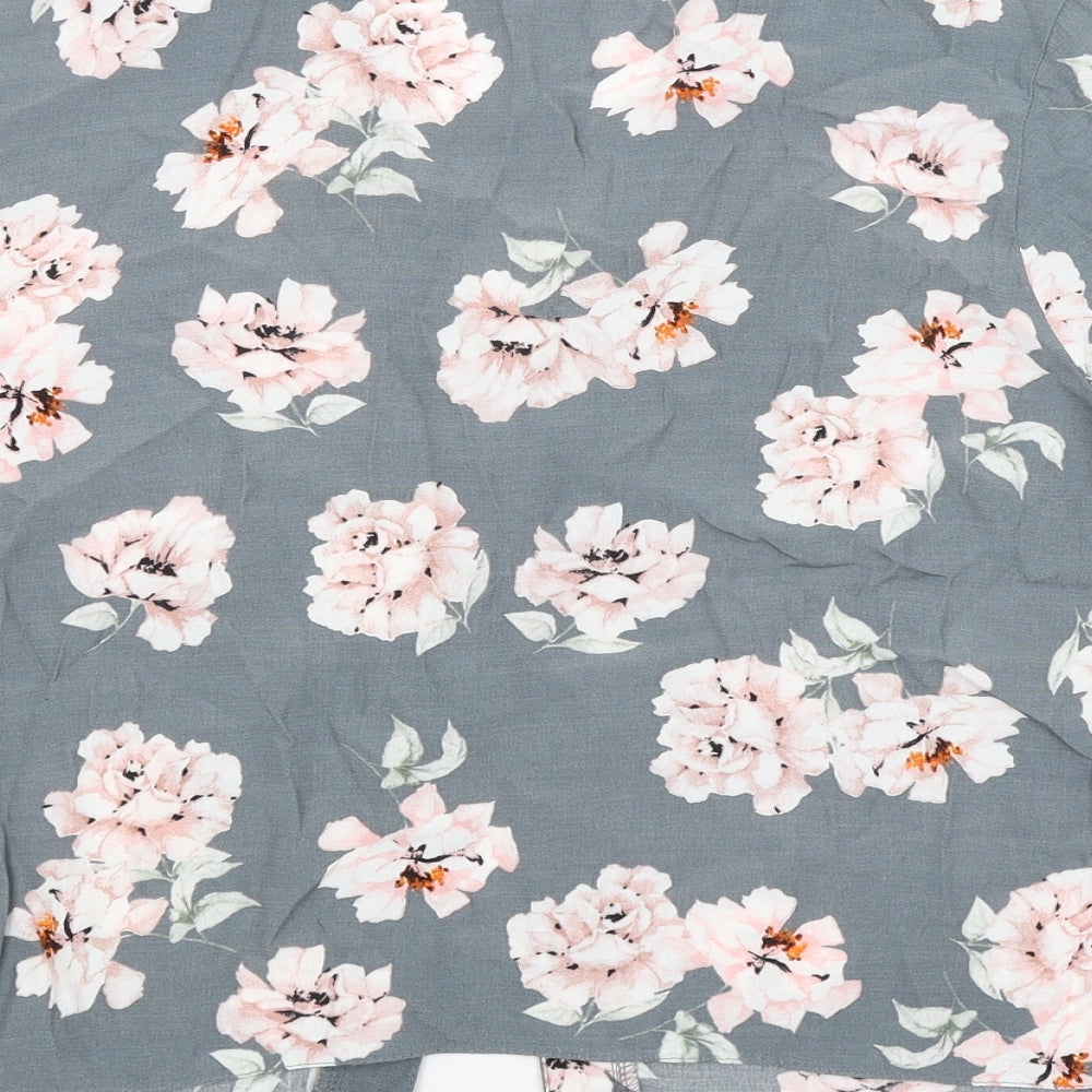 New Look Girls Grey Floral  Basic Button-Up Size 15 Years