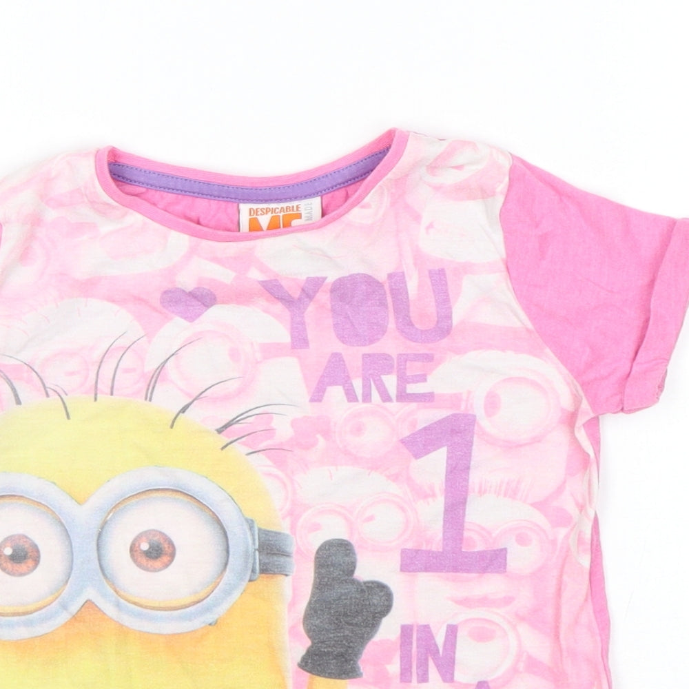 DISPICABLE ME Girls Pink   Basic T-Shirt Size 5-6 Years  - minions