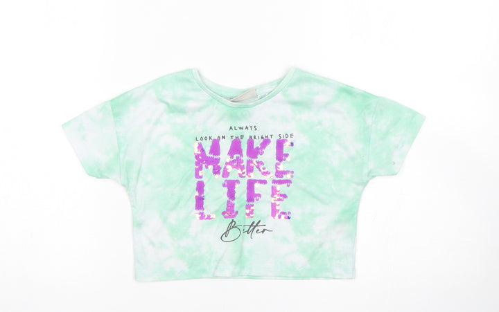 Matalan Girls Green   Cropped T-Shirt Size 6 Years