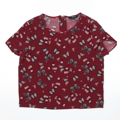 New Look Girls Red Floral  Basic Blouse Size 14 Years