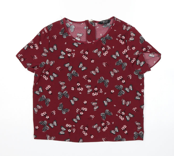 New Look Girls Red Floral Basic Blouse Size 14 Years